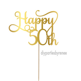 Fifty 50th Birthday Cake Topper - Happy 50th