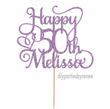 Fifty 50th Birthday Cake Topper - Happy 50th - Personalised
