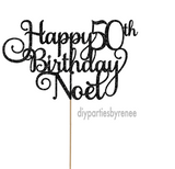Fifty 50th Birthday Cake Topper - Happy 50th Birthday - Personalised