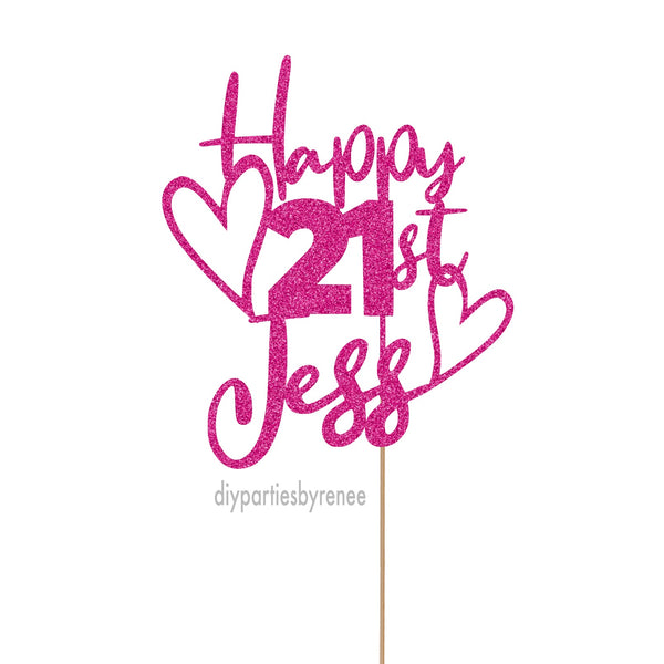 21st Twenty One Birthday Cake Topper - Happy 21st - Personalised