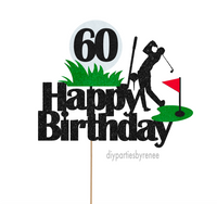 Happy Birthday Cake Topper - Golf - Any Age