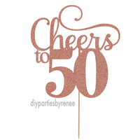 Fifty 50th Birthday Cake Topper - Cheers to 50