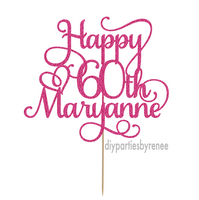 Sixty 60th Birthday Cake Topper - Happy 60th Birthday - Personalised