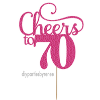 Seventy 70th Birthday Cake Topper - Cheers to 70