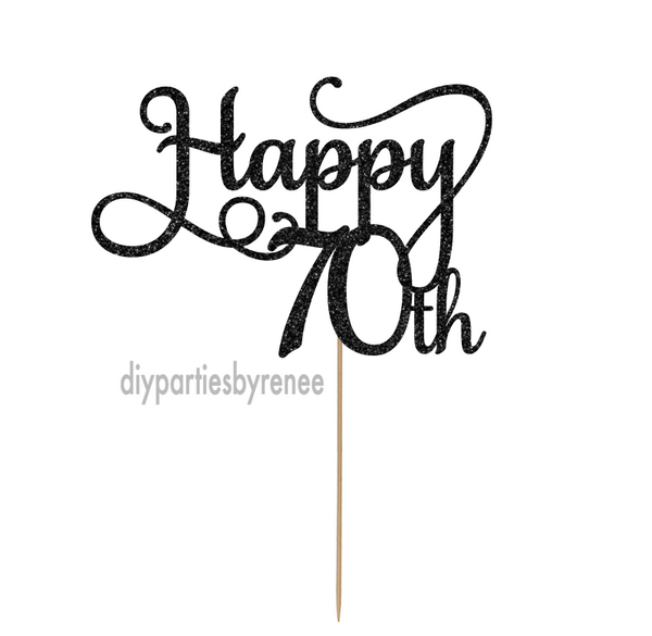 Seventy 70th Birthday Cake Topper - Happy 70th